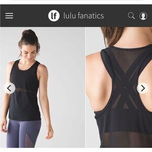 Lululemon Fast As Light 2-In-1 Tank Sz 4 Black Built in Bra Mesh Light Luxtreme